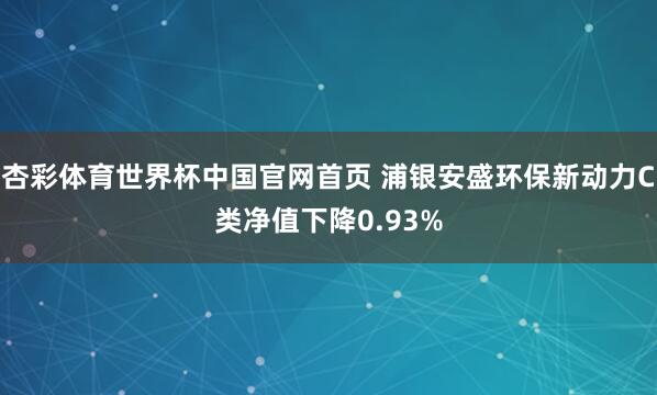 杏彩体育世界杯中国官网首页 浦银安盛环保新动力C类净值下降0.93%