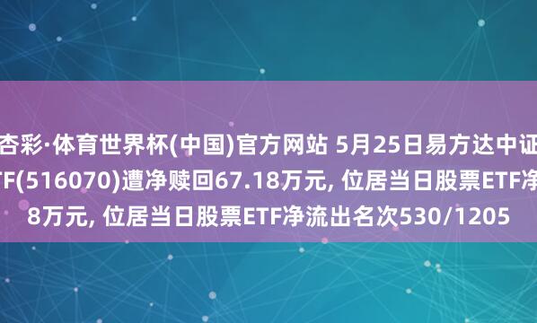 杏彩·体育世界杯(中国)官方网站 5月25日易方达中证内地低碳经济主题ETF(516070)遭净赎回67.18万元， 位居当日股票ETF净流出名次530/1205