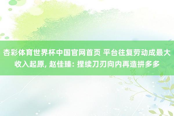 杏彩体育世界杯中国官网首页 平台往复劳动成最大收入起原， 赵佳臻: 捏续刀刃向内再造拼多多