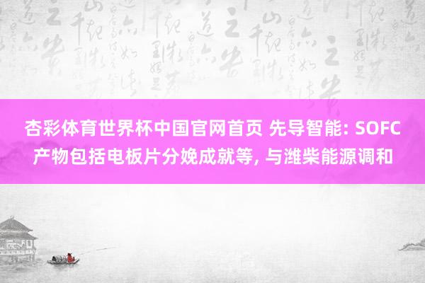 杏彩体育世界杯中国官网首页 先导智能: SOFC产物包括电板片分娩成就等， 与潍柴能源调和