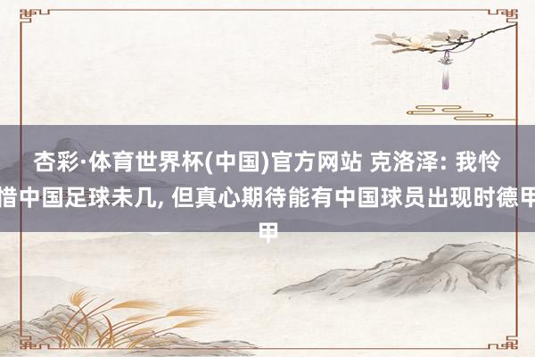 杏彩·体育世界杯(中国)官方网站 克洛泽: 我怜惜中国足球未几， 但真心期待能有中国球员出现时德甲