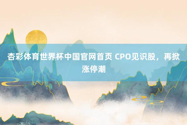 杏彩体育世界杯中国官网首页 CPO见识股，再掀涨停潮