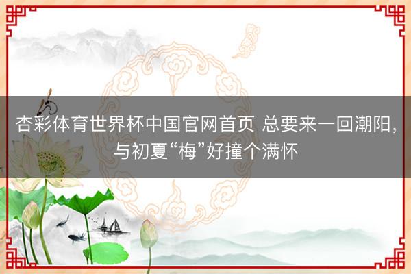 杏彩体育世界杯中国官网首页 总要来一回潮阳，与初夏“梅”好撞个满怀