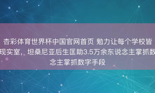 杏彩体育世界杯中国官网首页 勉力让每个学校皆有电脑现实室，坦桑尼亚后生匡助3.5万余东说念主掌抓数字手段