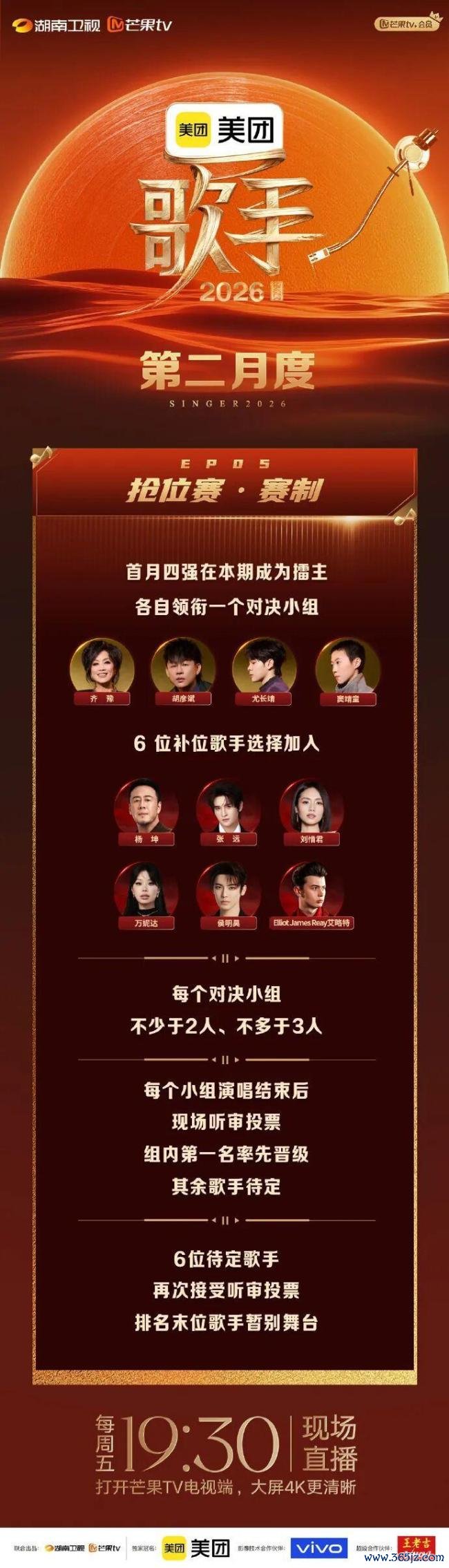 皆豫歌手唱这全国那么多东谈主 《歌手2026》第五期歌单揭晓